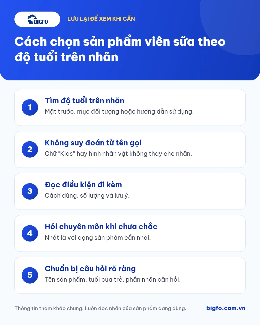 Tóm tắt: Cách chọn sản phẩm viên sữa theo độ tuổi trên nhãn
