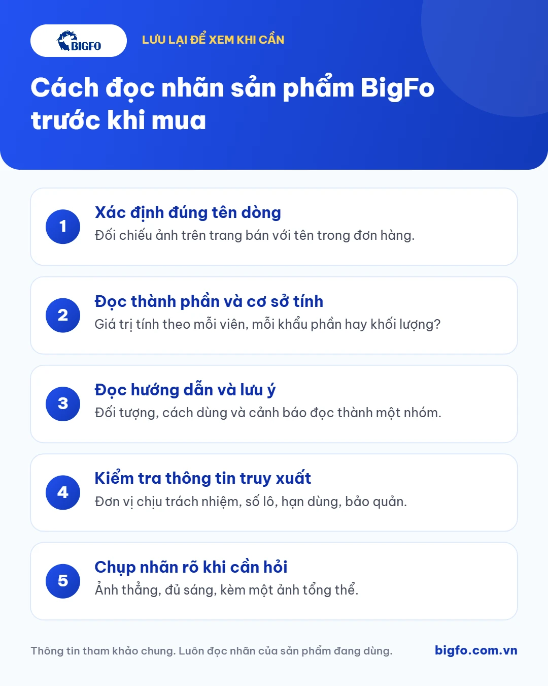 Tóm tắt: Cách đọc nhãn sản phẩm BigFo trước khi mua