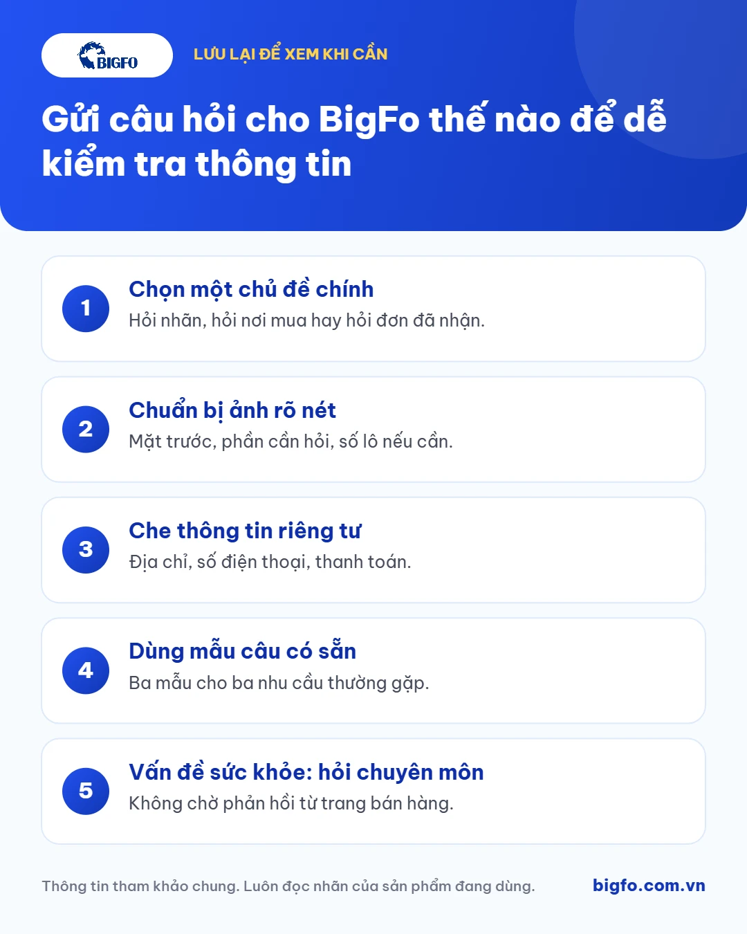 Tóm tắt: Gửi câu hỏi cho BigFo thế nào để dễ kiểm tra thông tin