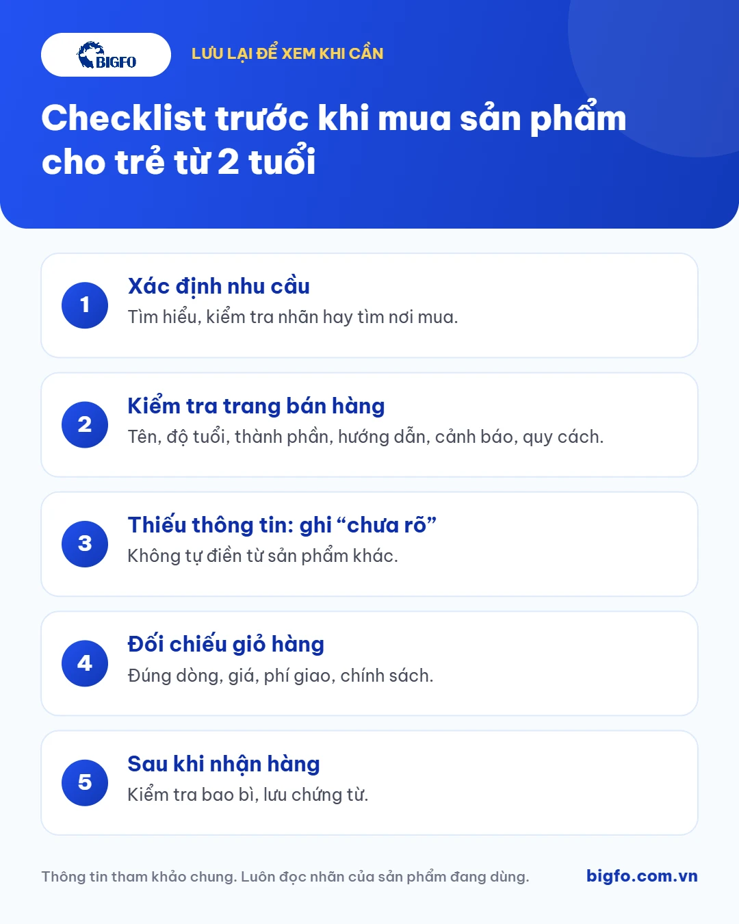 Tóm tắt: Checklist trước khi mua sản phẩm cho trẻ từ 2 tuổi