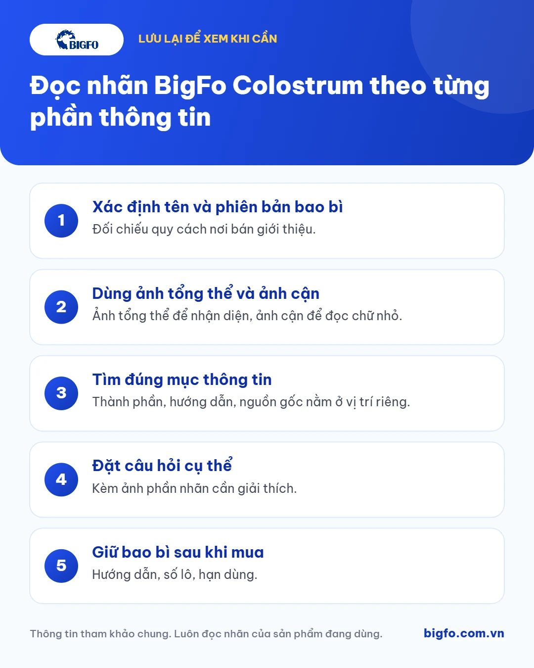 Tóm tắt: Đọc nhãn BigFo Colostrum theo từng phần thông tin