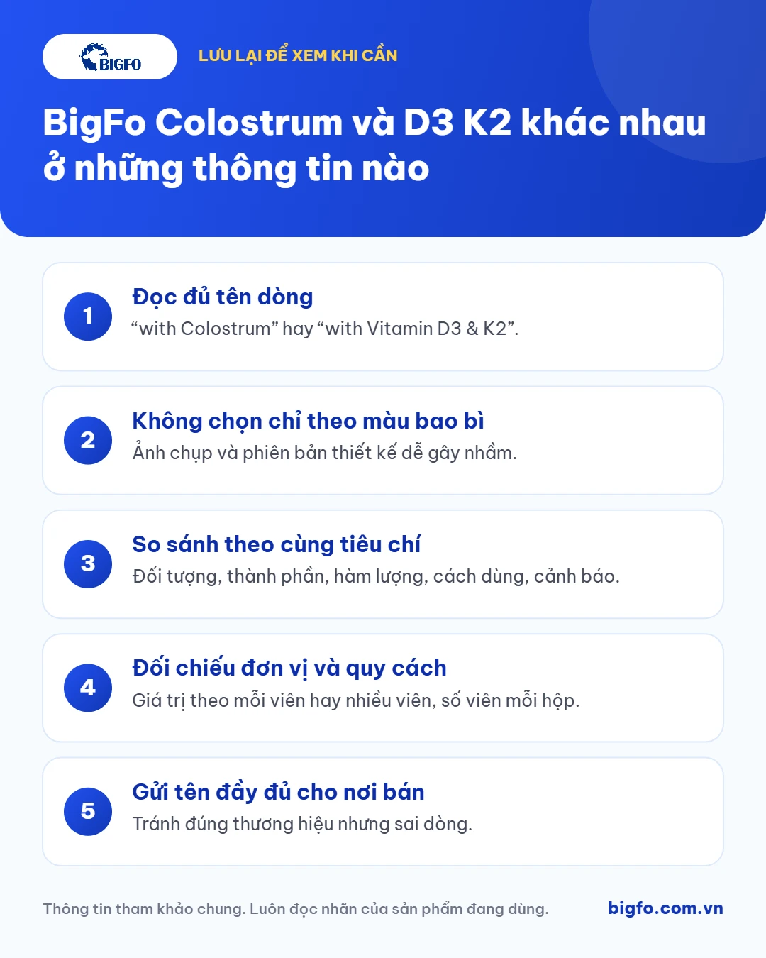 Tóm tắt: BigFo Colostrum và D3 K2 khác nhau ở những thông tin nào