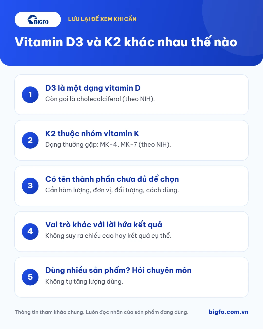 Tóm tắt: Vitamin D3 và K2 khác nhau thế nào